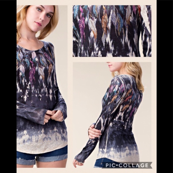 Vocal Sublimation Feather Print Stone embellished! - Picture 3 of 8